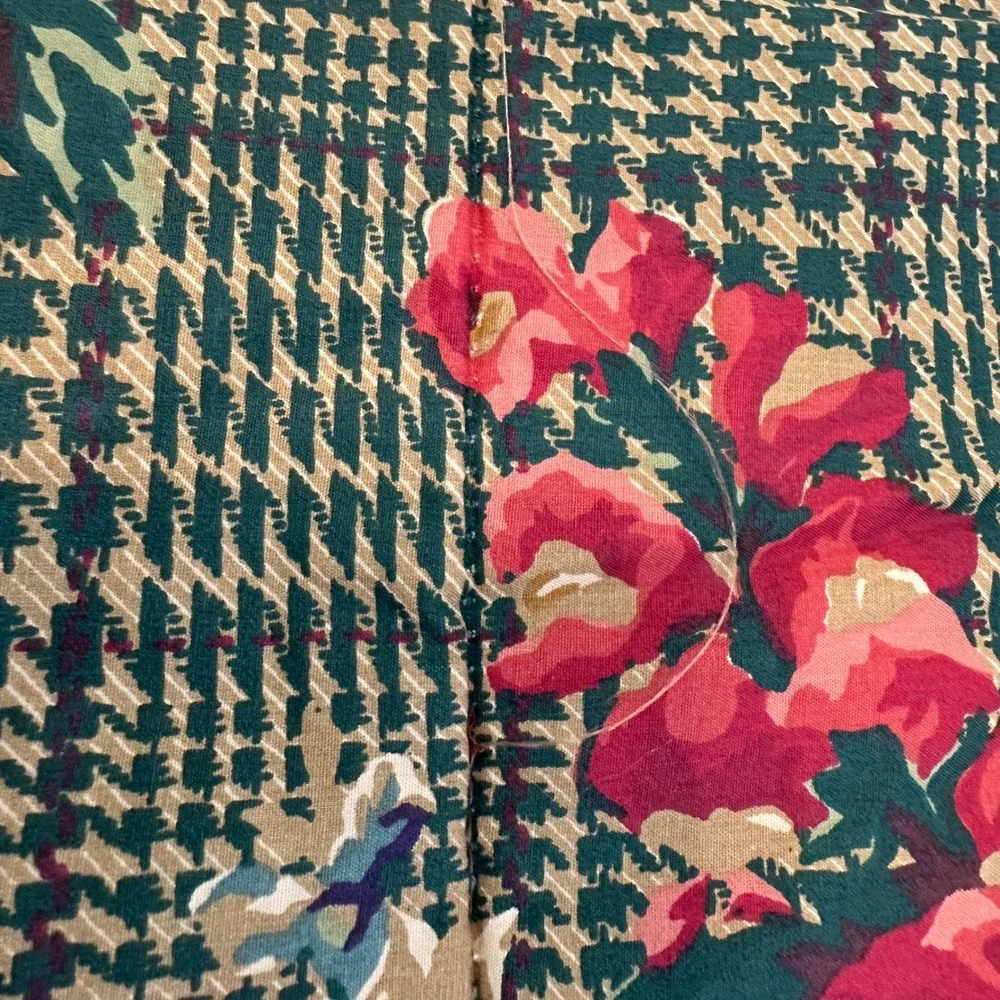 VTG Ralph Lauren Catherine King Comforter‎ 2 Shams Set Green Floral Houndstooth
